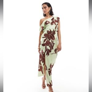 ASOS Green Off-the-shoulder Dress - Size 8